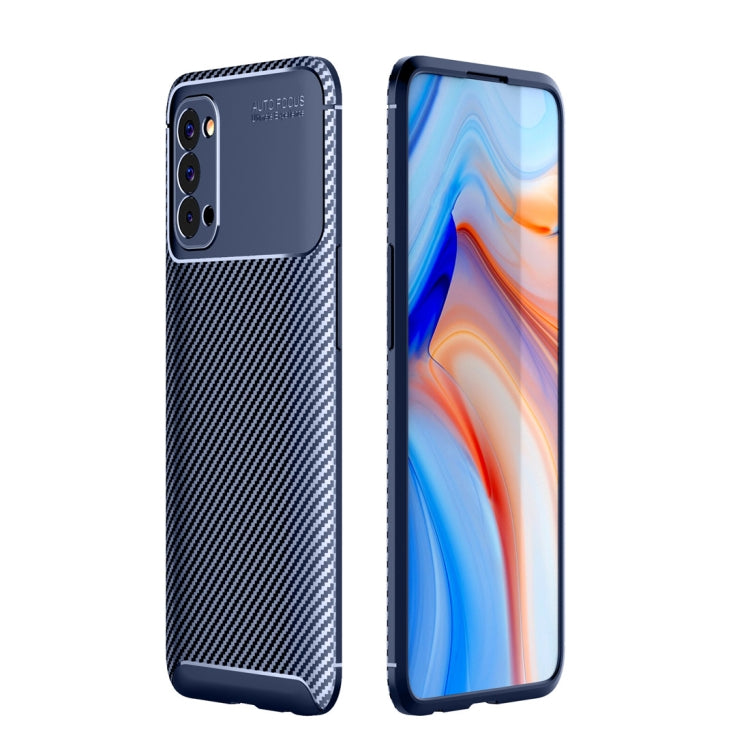 For OPPO Reno4 4G Global Official Version Carbon Fiber Texture Shockproof TPU Case