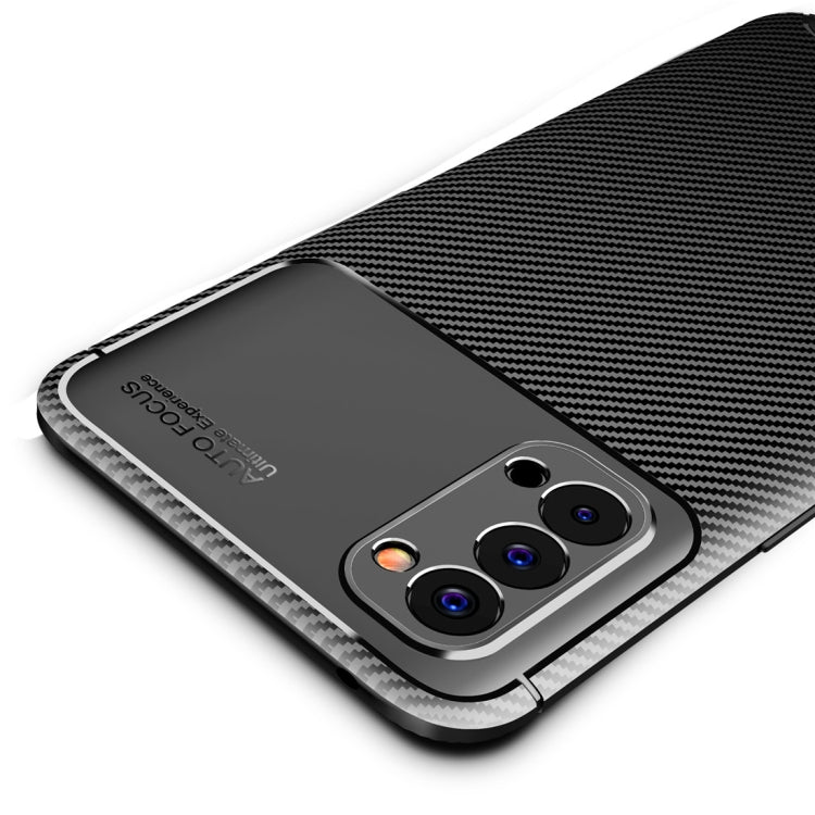 For OPPO Reno4 4G Global Official Version Carbon Fiber Texture Shockproof TPU Case