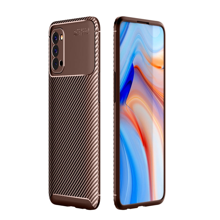 For OPPO Reno4 4G Global Official Version Carbon Fiber Texture Shockproof TPU Case