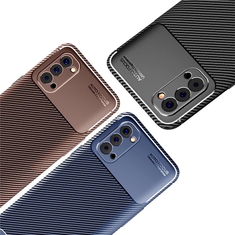 For OPPO Reno4 4G Global Official Version Carbon Fiber Texture Shockproof TPU Case