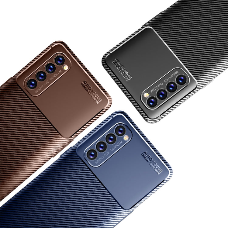 For OPPO Reno4 Pro 4G Global Official Version Carbon Fiber Texture Shockproof TPU Case
