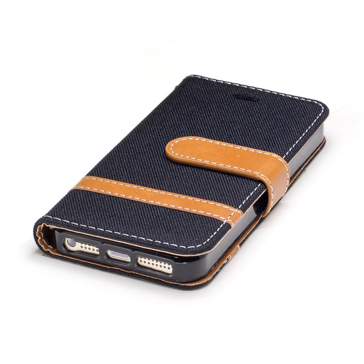 Color Matching Denim Texture Leather Case for iPhone 5 &  Se , with Holder & Card Slots & Wallet & Lanyard