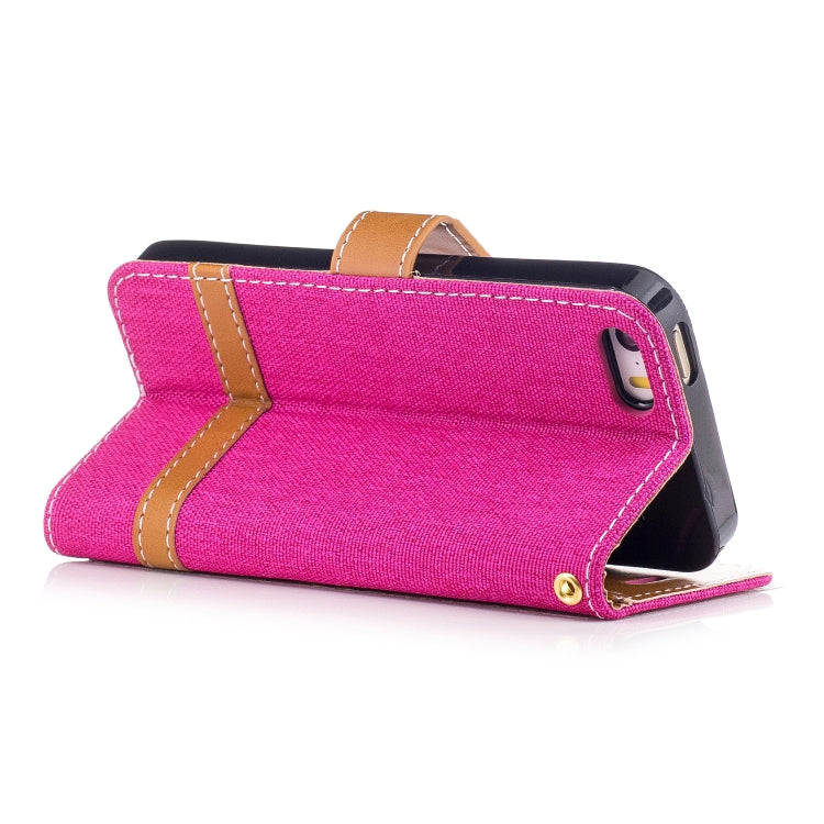 Color Matching Denim Texture Leather Case for iPhone 5 &  Se , with Holder & Card Slots & Wallet & Lanyard