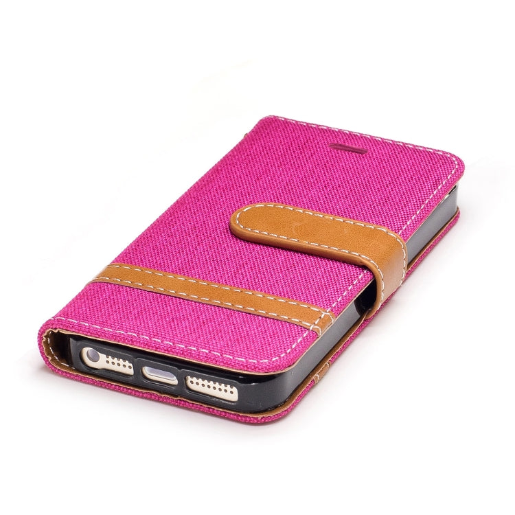 Color Matching Denim Texture Leather Case for iPhone 5 &  Se , with Holder & Card Slots & Wallet & Lanyard