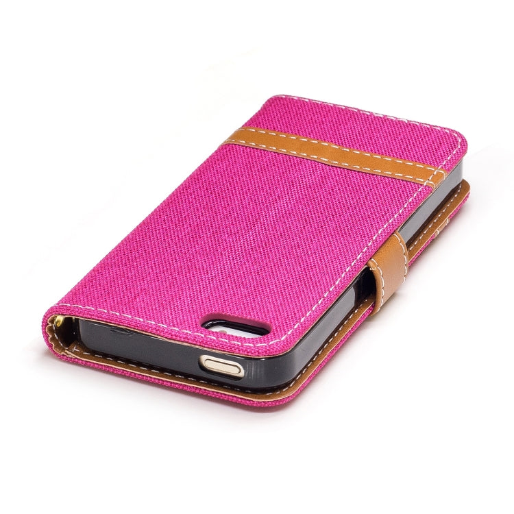 Color Matching Denim Texture Leather Case for iPhone 5 &  Se , with Holder & Card Slots & Wallet & Lanyard