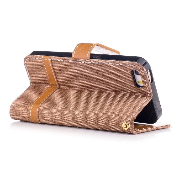 Color Matching Denim Texture Leather Case for iPhone 5 &  Se , with Holder & Card Slots & Wallet & Lanyard