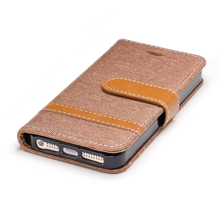 Color Matching Denim Texture Leather Case for iPhone 5 &  Se , with Holder & Card Slots & Wallet & Lanyard