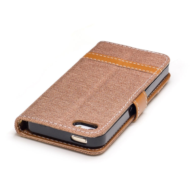 Color Matching Denim Texture Leather Case for iPhone 5 &  Se , with Holder & Card Slots & Wallet & Lanyard