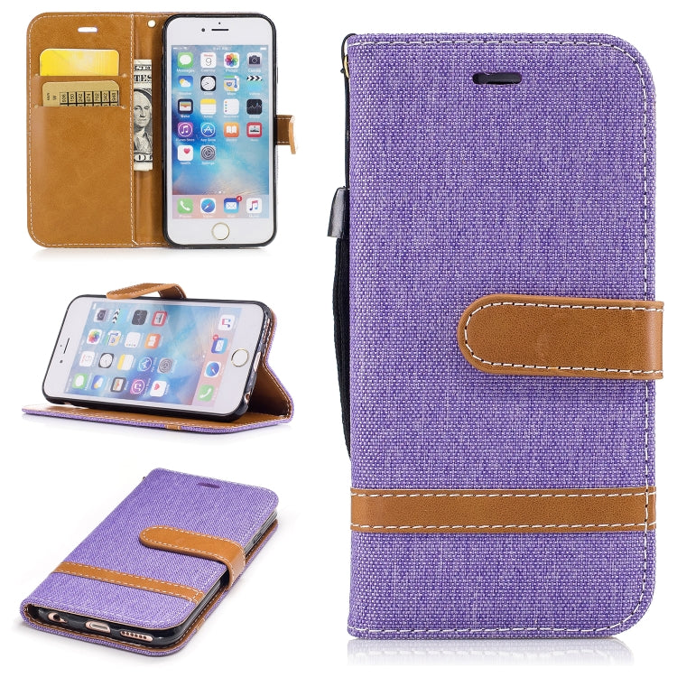 Color Matching Denim Texture Leather Case for iPhone 5 &  Se , with Holder & Card Slots & Wallet & Lanyard