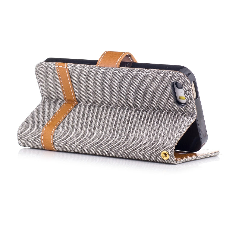 Color Matching Denim Texture Leather Case for iPhone 5 &  Se , with Holder & Card Slots & Wallet & Lanyard