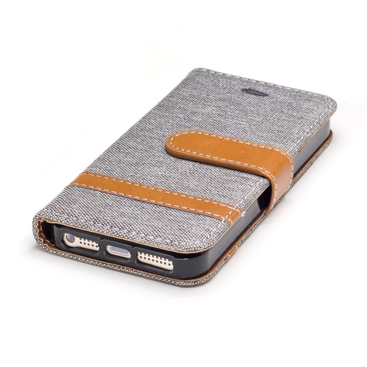 Color Matching Denim Texture Leather Case for iPhone 5 &  Se , with Holder & Card Slots & Wallet & Lanyard