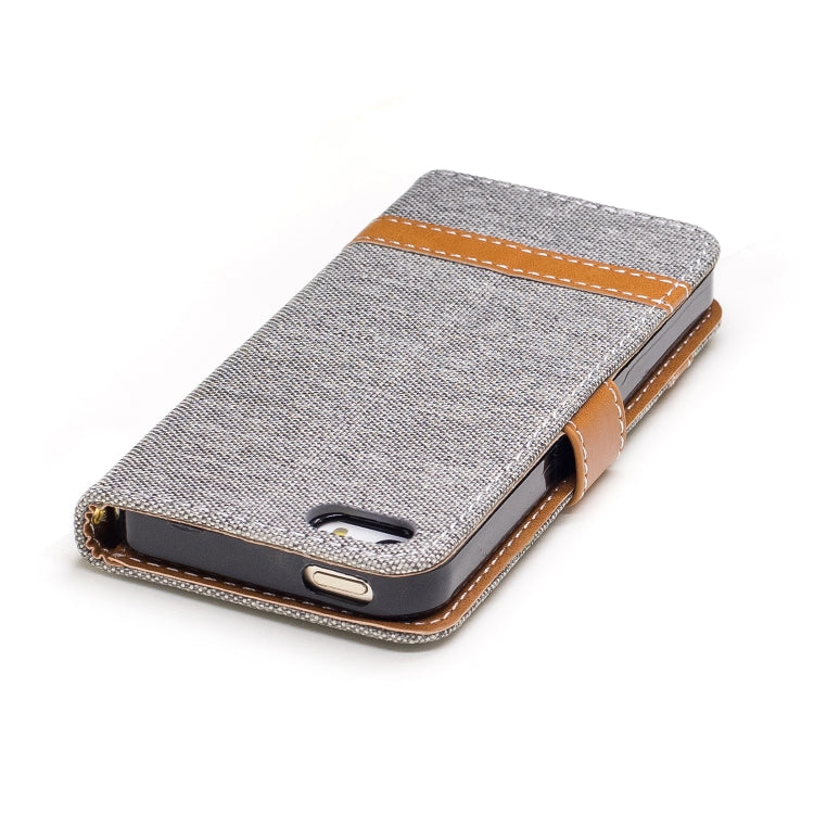 Color Matching Denim Texture Leather Case for iPhone 5 &  Se , with Holder & Card Slots & Wallet & Lanyard