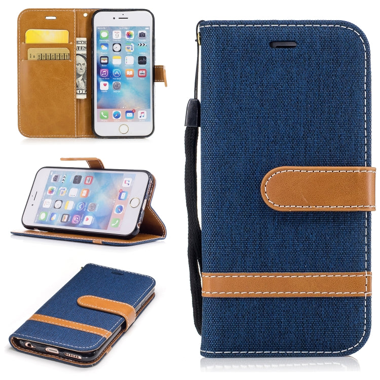 Color Matching Denim Texture Leather Case for iPhone 5 &  Se , with Holder & Card Slots & Wallet & Lanyard