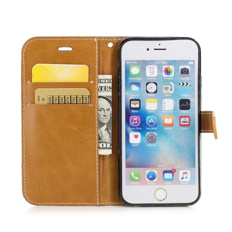 Color Matching Denim Texture Leather Case for iPhone 5 &  Se , with Holder & Card Slots & Wallet & Lanyard