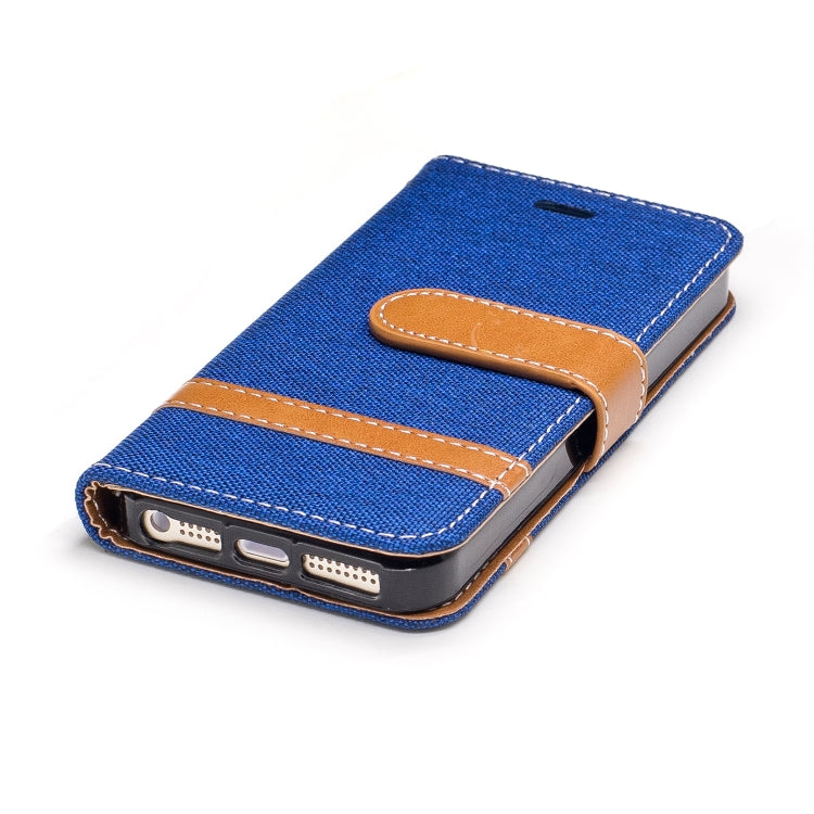 Color Matching Denim Texture Leather Case for iPhone 5 &  Se , with Holder & Card Slots & Wallet & Lanyard