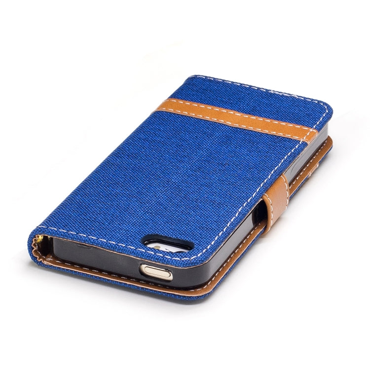 Color Matching Denim Texture Leather Case for iPhone 5 &  Se , with Holder & Card Slots & Wallet & Lanyard