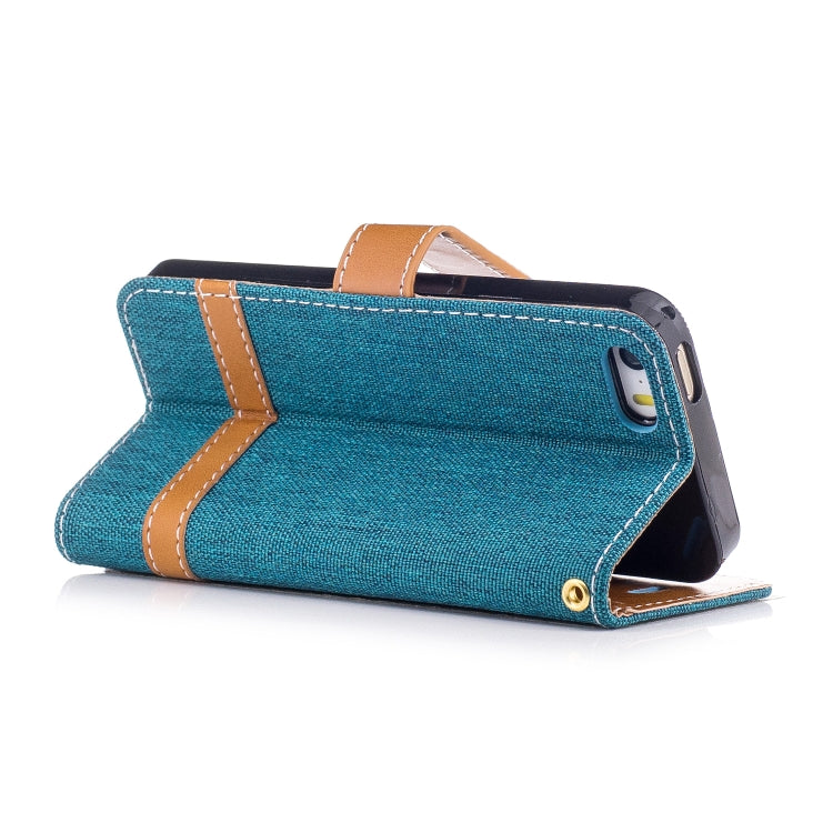 Color Matching Denim Texture Leather Case for iPhone 5 &  Se , with Holder & Card Slots & Wallet & Lanyard