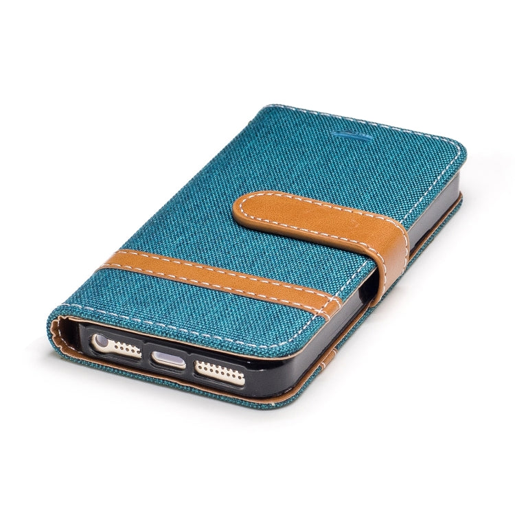Color Matching Denim Texture Leather Case for iPhone 5 &  Se , with Holder & Card Slots & Wallet & Lanyard