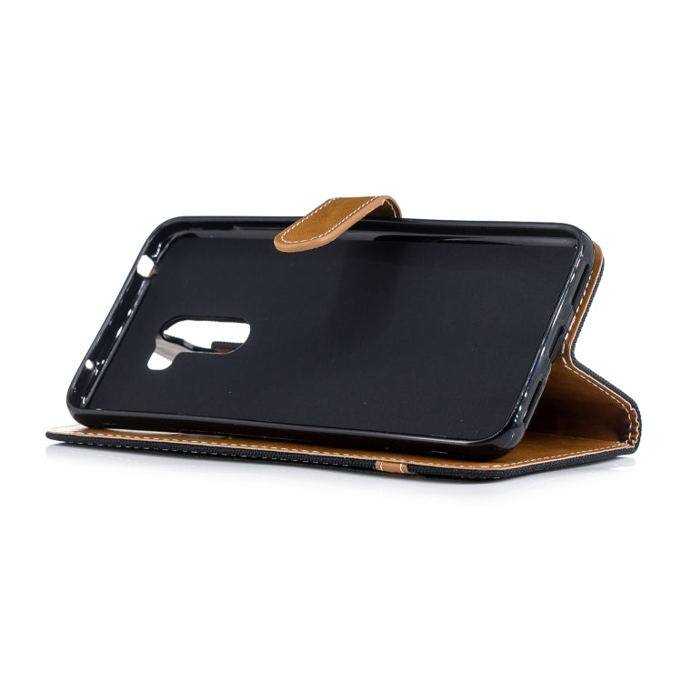 Color Matching Denim Texture Leather Case for Xiaomi Pocophone F1, with Holder & Card Slots & Wallet & Lanyard