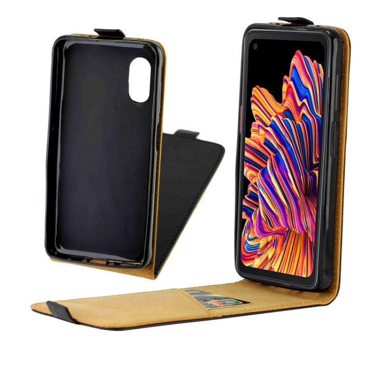 For Samsung Galaxy Xcover Pro Business Style Vertical Flip TPU Leather Case  with Card Slot(Black)