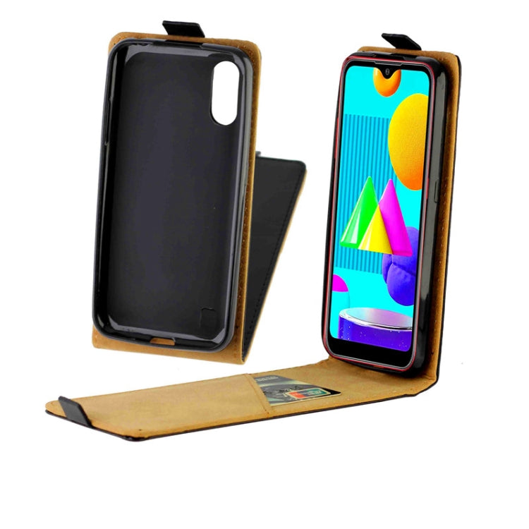 For Samsung Galaxy A01(2020) Business Style Vertical Flip TPU Leather Case  with Card Slot(Black)
