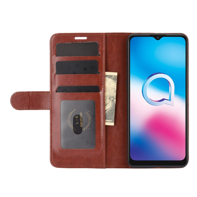 For Alcatel 3X 2020 R64 Texture Single Horizontal Flip Protective Case with Holder & Card Slots & Wallet& Photo Frame
