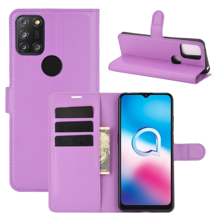 For Alcatel 3X 2020 Litchi Texture Horizontal Flip Protective Case with Holder & Card Slots & Wallet
