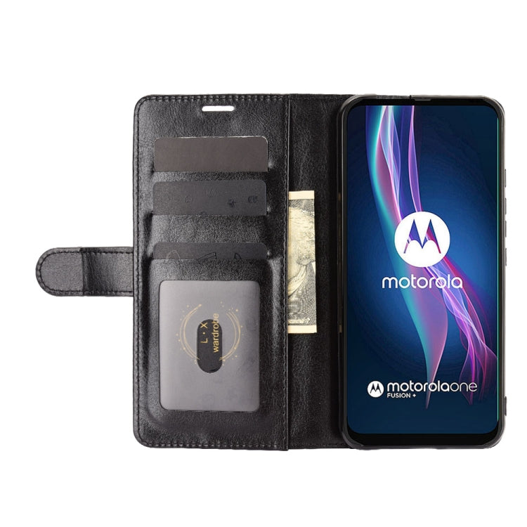 For Motorola One Fusion+ R64 Texture Single Horizontal Flip Protective Case with Holder & Card Slots & Wallet& Photo Frame