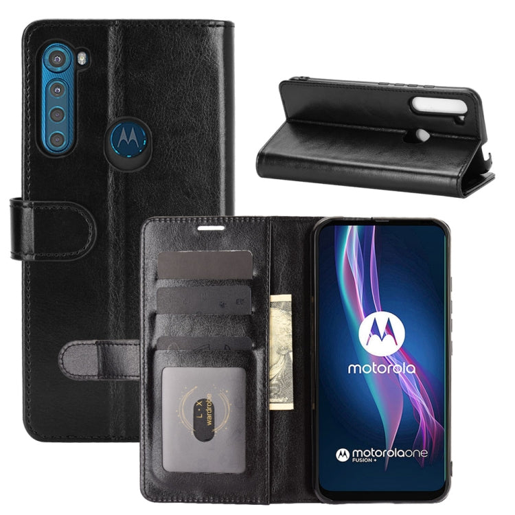For Motorola One Fusion+ R64 Texture Single Horizontal Flip Protective Case with Holder & Card Slots & Wallet& Photo Frame