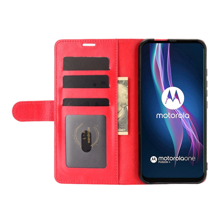 For Motorola One Fusion+ R64 Texture Single Horizontal Flip Protective Case with Holder & Card Slots & Wallet& Photo Frame