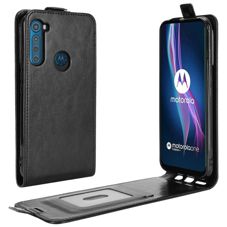 For Motorola One Fusion+ R64 Texture Single Vertical Flip Leather Protective Case with Card Slots & Photo Frame