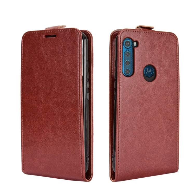 For Motorola One Fusion+ R64 Texture Single Vertical Flip Leather Protective Case with Card Slots & Photo Frame