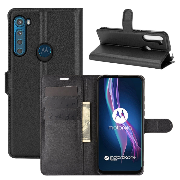 For Motorola One Fusion+ Litchi Texture Horizontal Flip Protective Case with Holder & Card Slots & Wallet
