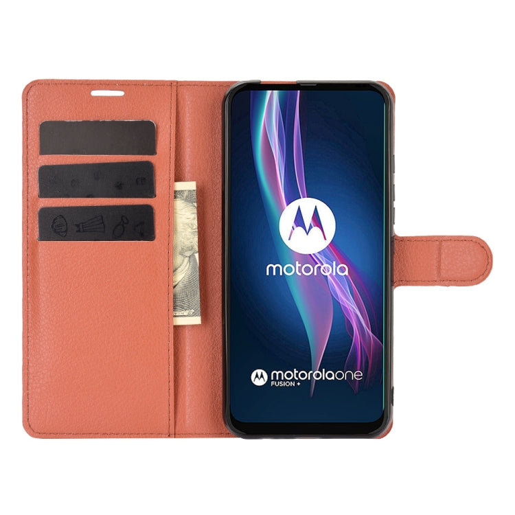 For Motorola One Fusion+ Litchi Texture Horizontal Flip Protective Case with Holder & Card Slots & Wallet