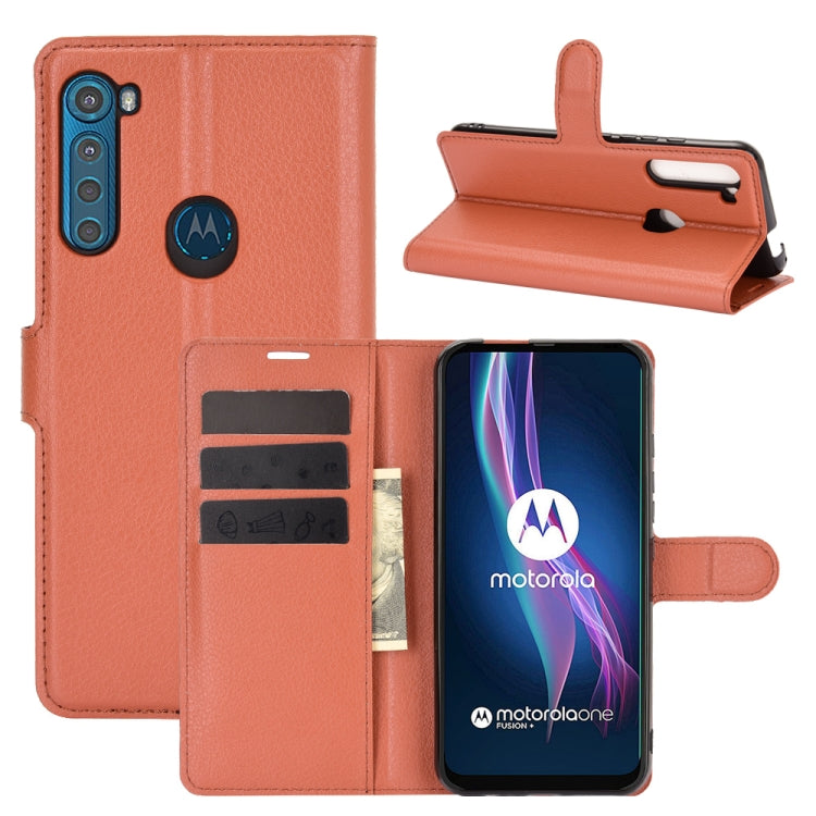 For Motorola One Fusion+ Litchi Texture Horizontal Flip Protective Case with Holder & Card Slots & Wallet