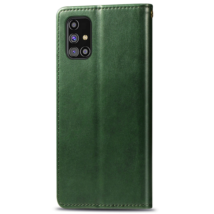 For Samsung Galaxy M31s Solid Color Leather Buckle Phone Case with Lanyard & Photo Frame & Card Slot & Wallet & Stand Function