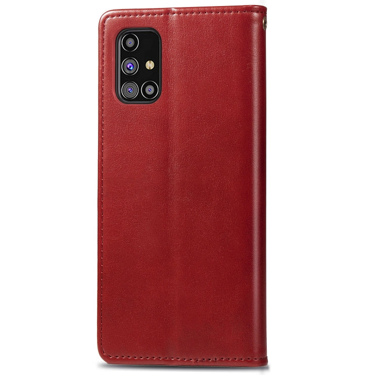 For Samsung Galaxy M31s Solid Color Leather Buckle Phone Case with Lanyard & Photo Frame & Card Slot & Wallet & Stand Function