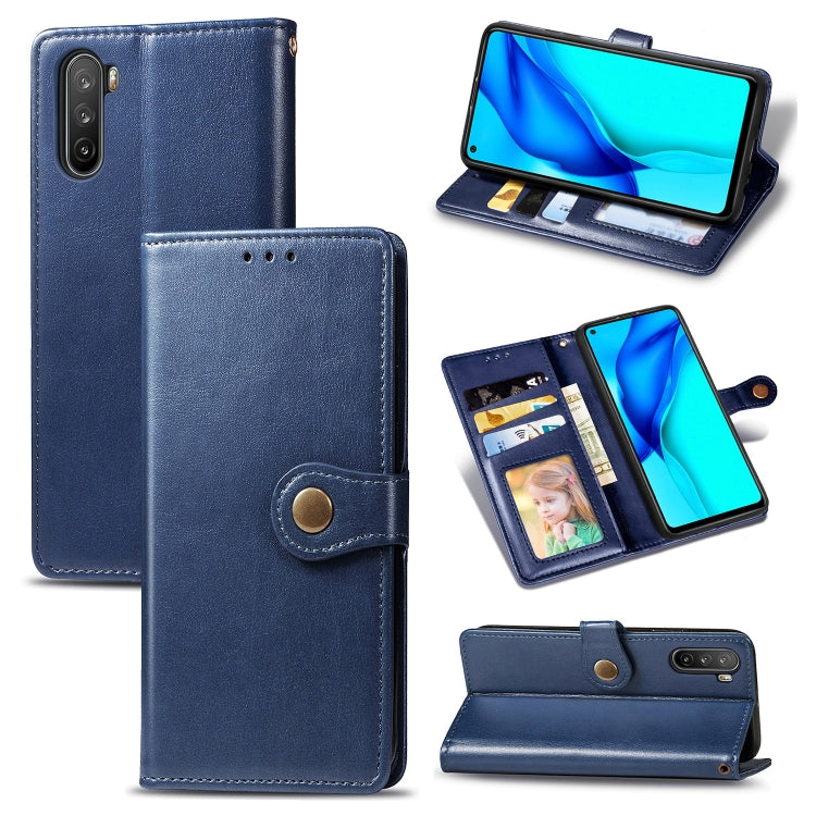 For Huawei Mate 40 Lite/Maimang 9 Solid Color Leather Buckle Phone Case with Lanyard & Photo Frame & Card Slot & Wallet & Stand Function