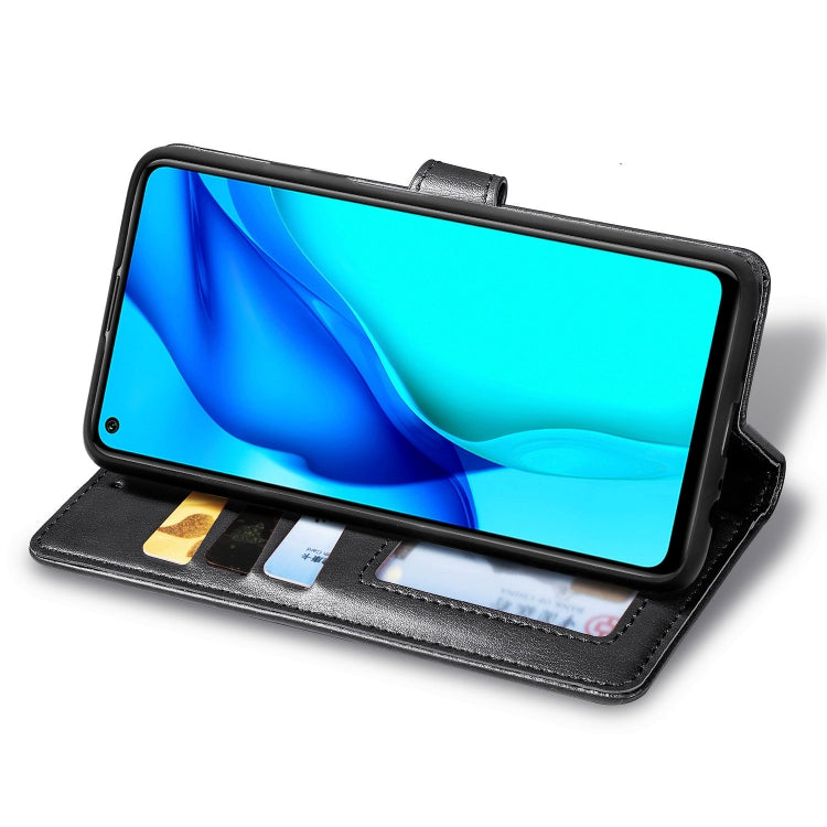 For Huawei Mate 40 Lite/Maimang 9 Solid Color Leather Buckle Phone Case with Lanyard & Photo Frame & Card Slot & Wallet & Stand Function