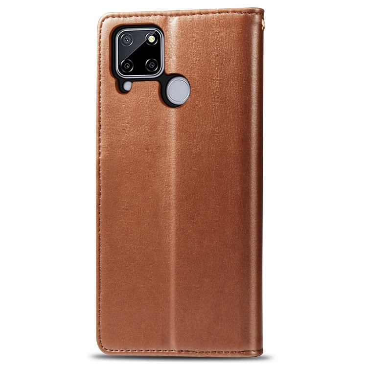 For OPPO Realme C12 Solid Color Leather Buckle Phone Case with Lanyard & Photo Frame & Card Slot & Wallet & Stand Function