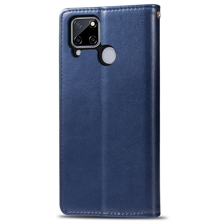 For OPPO Realme C12 Solid Color Leather Buckle Phone Case with Lanyard & Photo Frame & Card Slot & Wallet & Stand Function