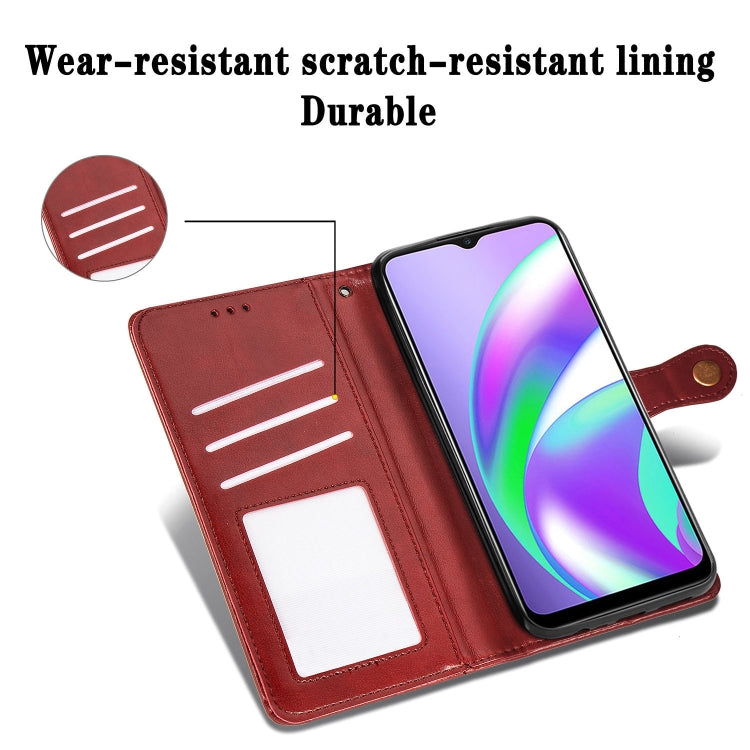 For OPPO Realme C12 Solid Color Leather Buckle Phone Case with Lanyard & Photo Frame & Card Slot & Wallet & Stand Function