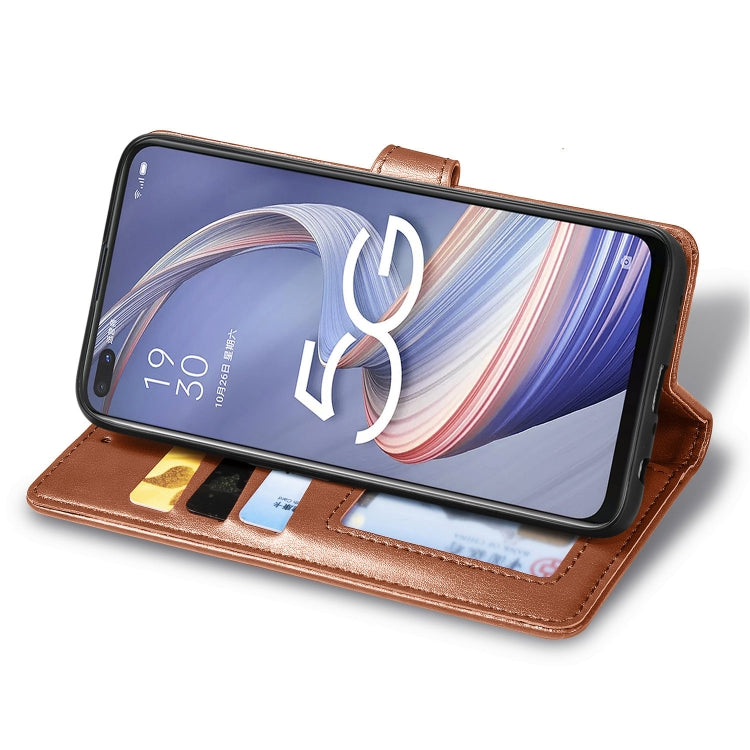 For OPPO A92s Solid Color Leather Buckle Phone Case with Lanyard & Photo Frame & Card Slot & Wallet & Stand Function