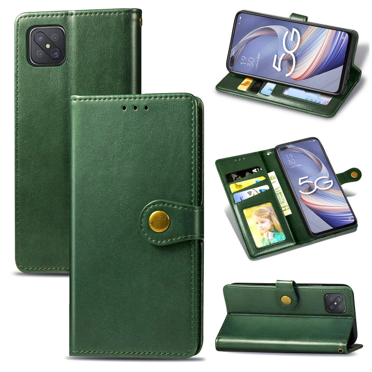 For OPPO A92s Solid Color Leather Buckle Phone Case with Lanyard & Photo Frame & Card Slot & Wallet & Stand Function