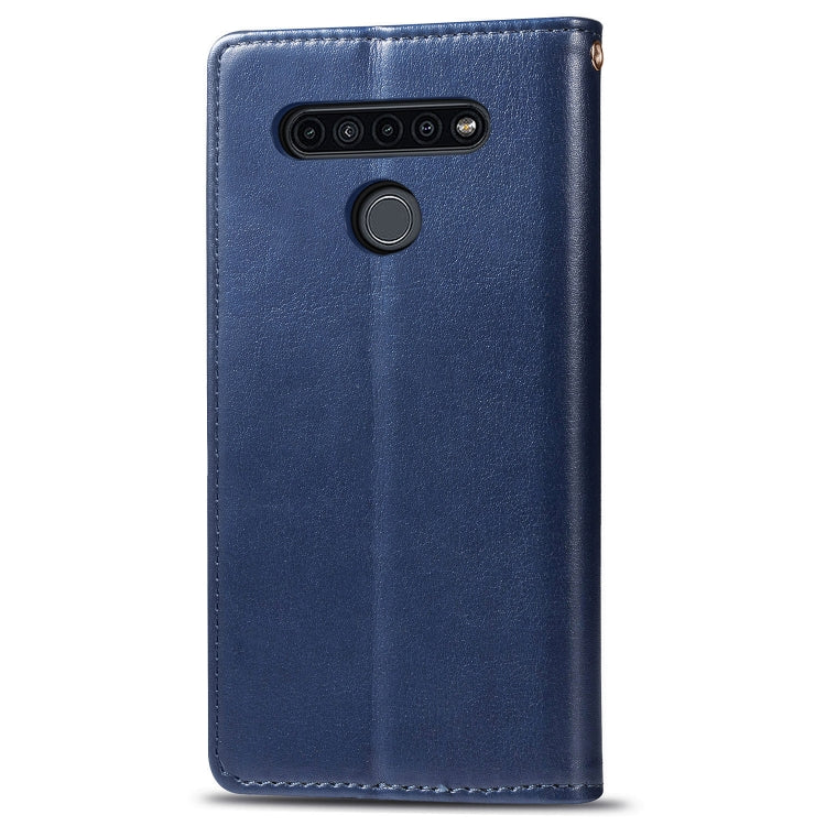 For LG K51S Retro Solid Color Leather Buckle Phone Case with Lanyard & Photo Frame & Card Slot & Wallet & Stand Function