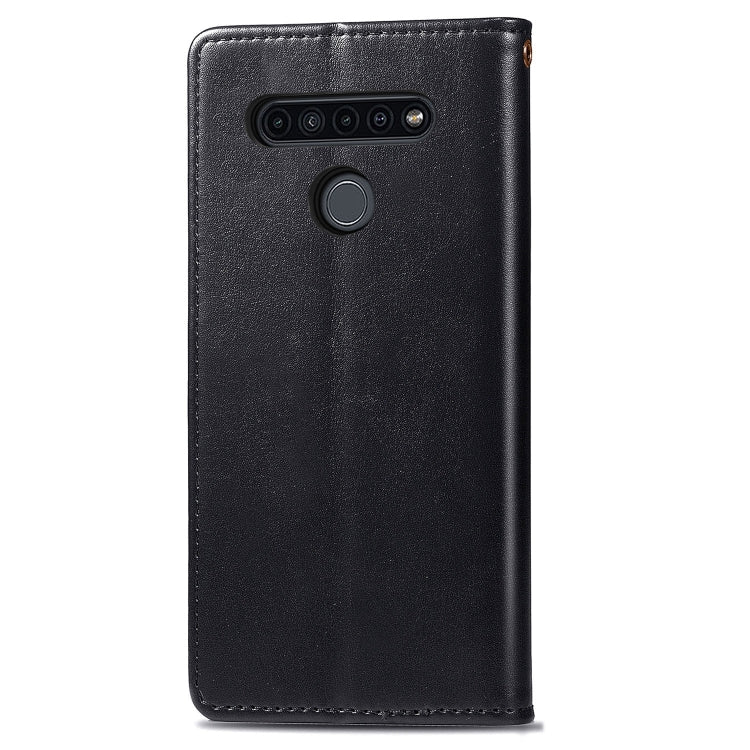 For LG K51S Retro Solid Color Leather Buckle Phone Case with Lanyard & Photo Frame & Card Slot & Wallet & Stand Function