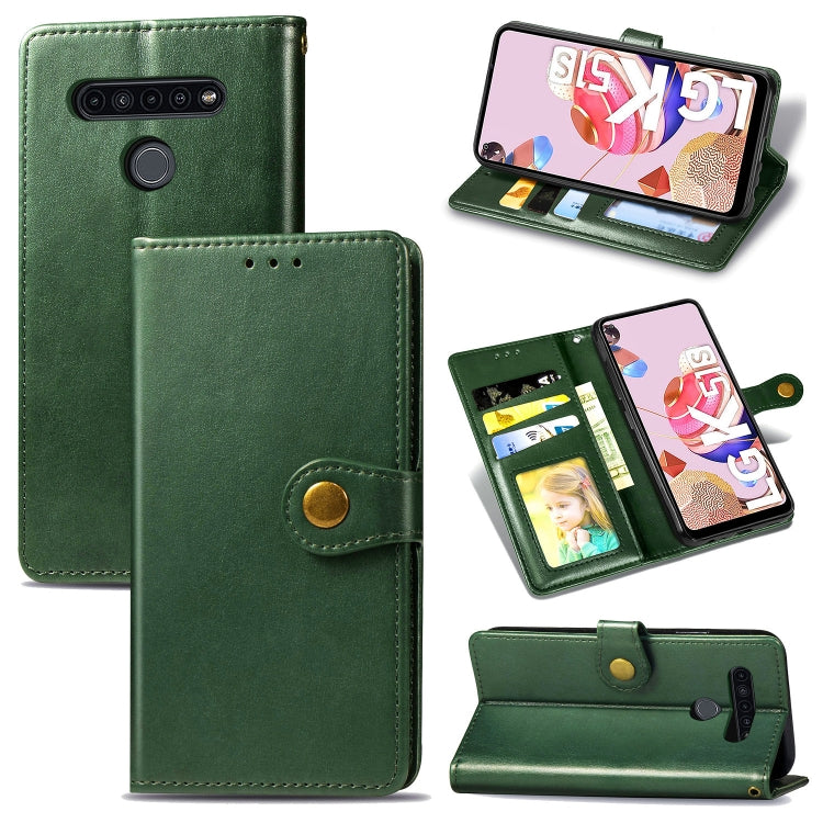 For LG K51S Retro Solid Color Leather Buckle Phone Case with Lanyard & Photo Frame & Card Slot & Wallet & Stand Function
