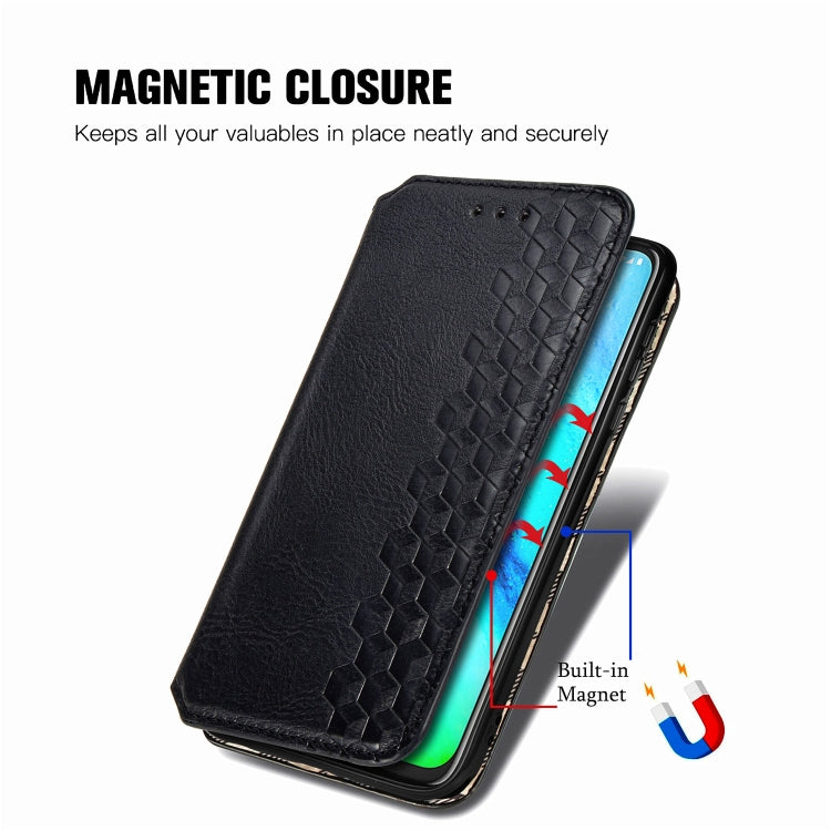 For Motorola Moto G Pro Cubic Grid Pressed Horizontal Flip Magnetic PU Leather Case with Holder & Card Slots & Wallet