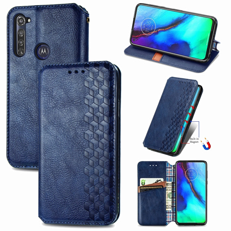 For Motorola Moto G Pro Cubic Grid Pressed Horizontal Flip Magnetic PU Leather Case with Holder & Card Slots & Wallet