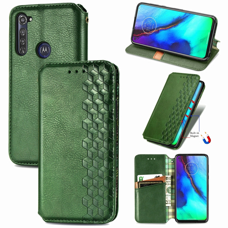 For Motorola Moto G Pro Cubic Grid Pressed Horizontal Flip Magnetic PU Leather Case with Holder & Card Slots & Wallet